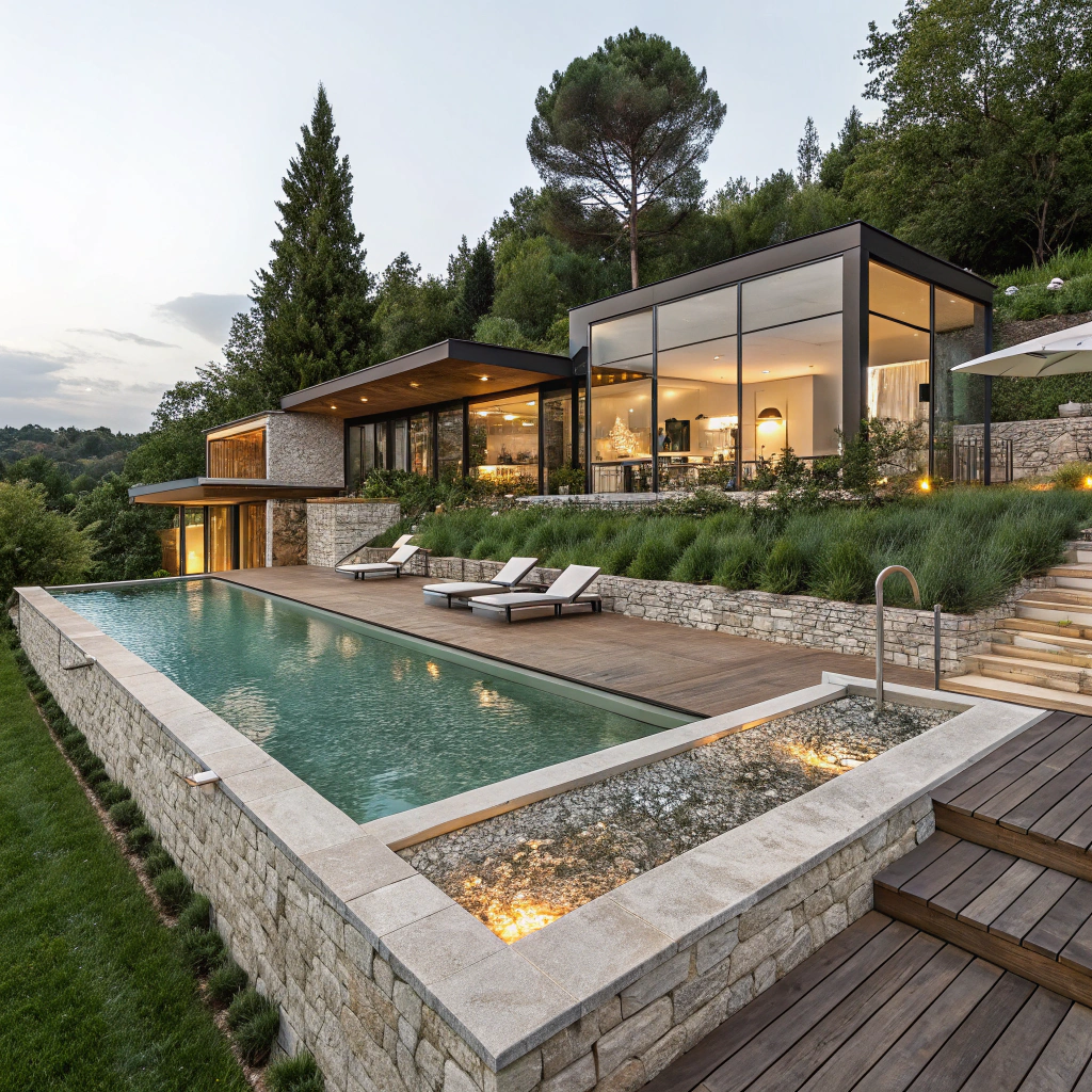 Piscines sur mesure : valorisez votre extérieur avec piscine week-end 4 Piscine à débordement intégrée à la terrasse